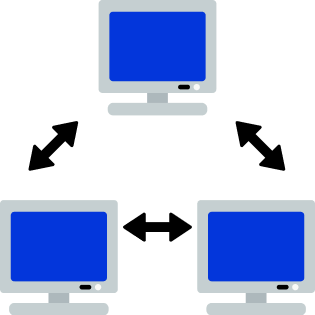 Imagem com desenho de três computadores com setas apontando para eles